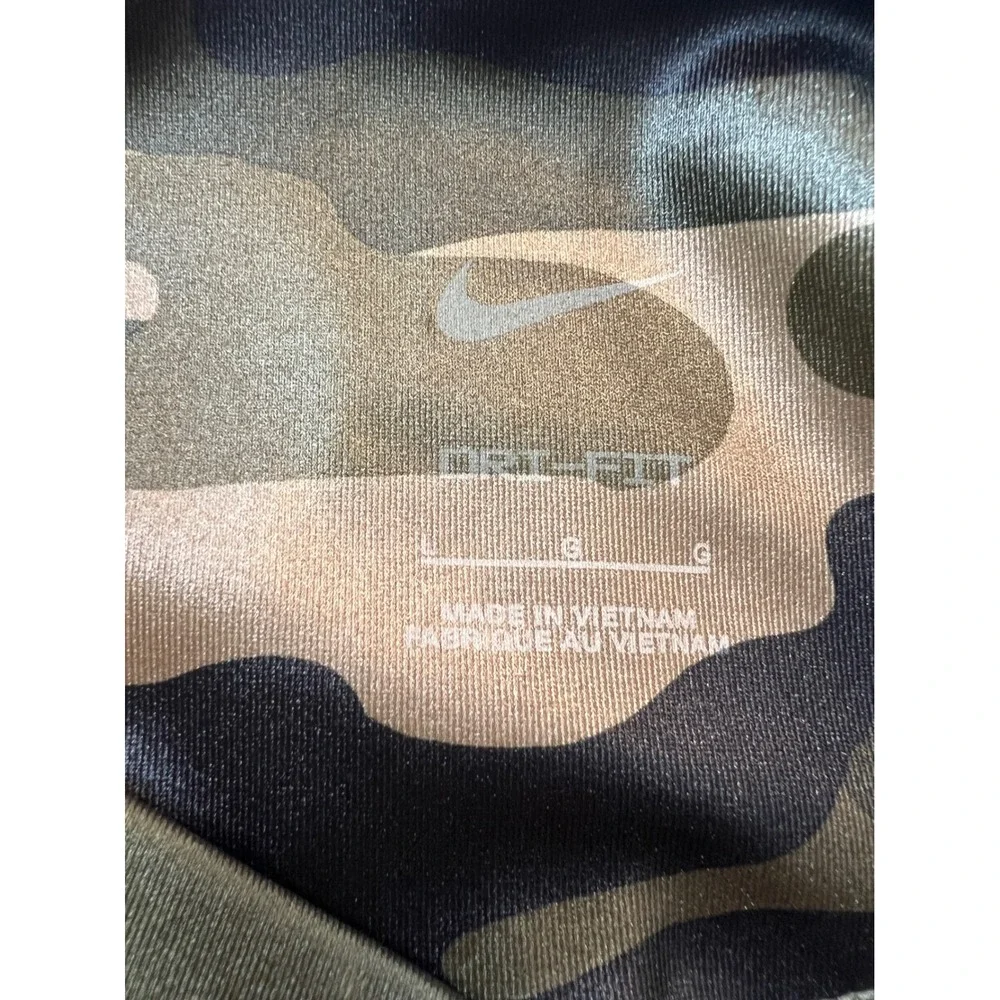 Nike One Training Leggings Womens L Green Camo Mid Rise Tight Fit